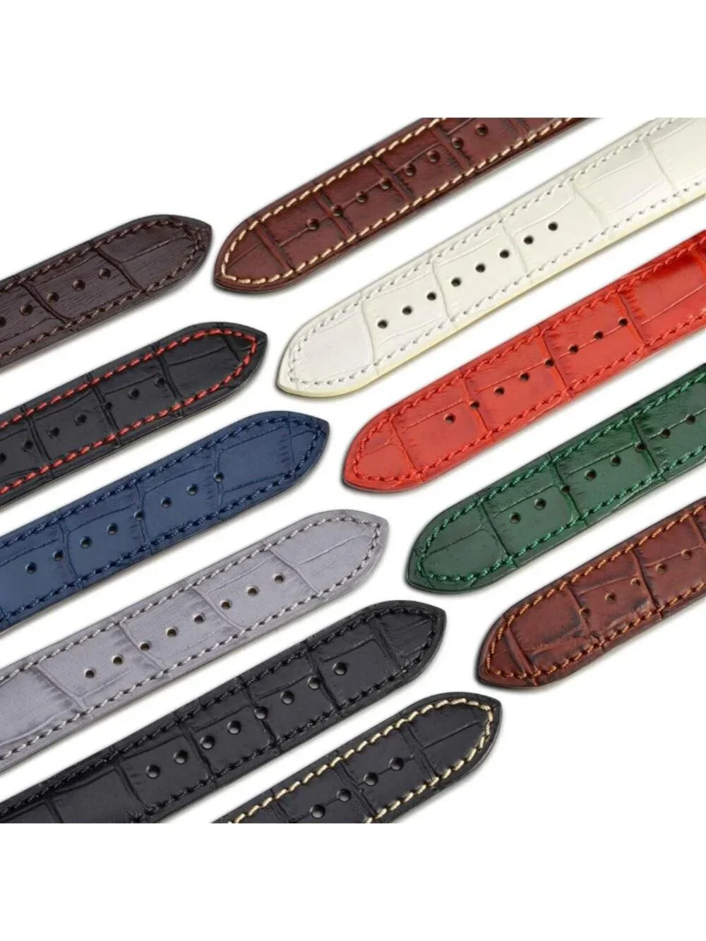 Italian Leather 22mm Watch Band, Embossed Alligator Grain, Rose Gold Buckle